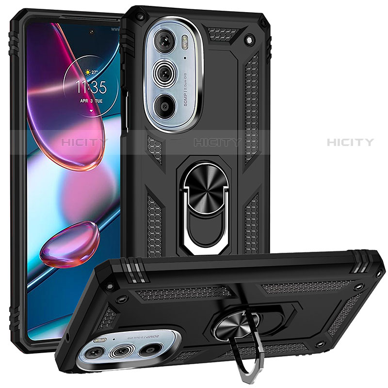 Coque Contour Silicone et Plastique Housse Etui Mat avec Magnetique Support Bague Anneau pour Motorola Moto Edge X30 5G Plus