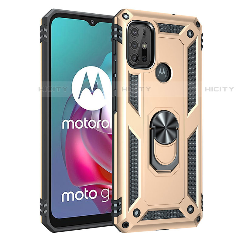 Coque Contour Silicone et Plastique Housse Etui Mat avec Magnetique Support Bague Anneau pour Motorola Moto G10 Power Plus