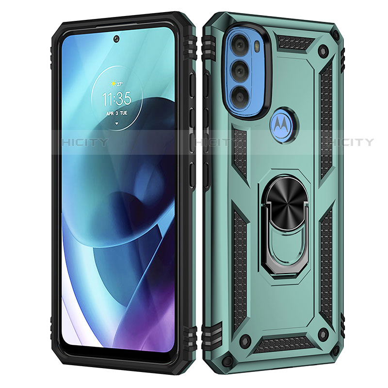 Coque Contour Silicone et Plastique Housse Etui Mat avec Magnetique Support Bague Anneau pour Motorola Moto G71 5G Plus