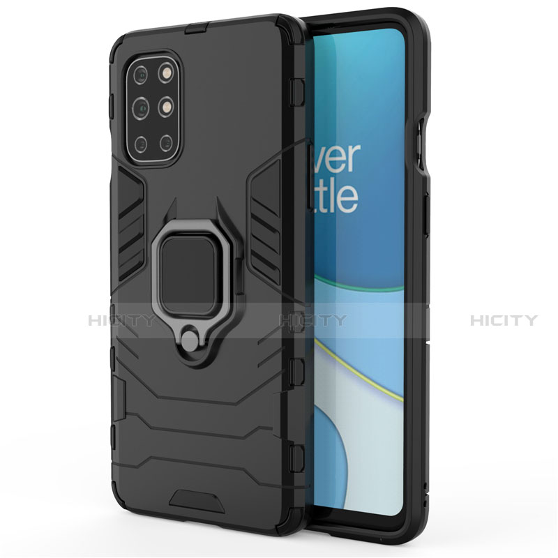 Coque Contour Silicone et Plastique Housse Etui Mat avec Magnetique Support Bague Anneau pour OnePlus 8T 5G Noir Plus