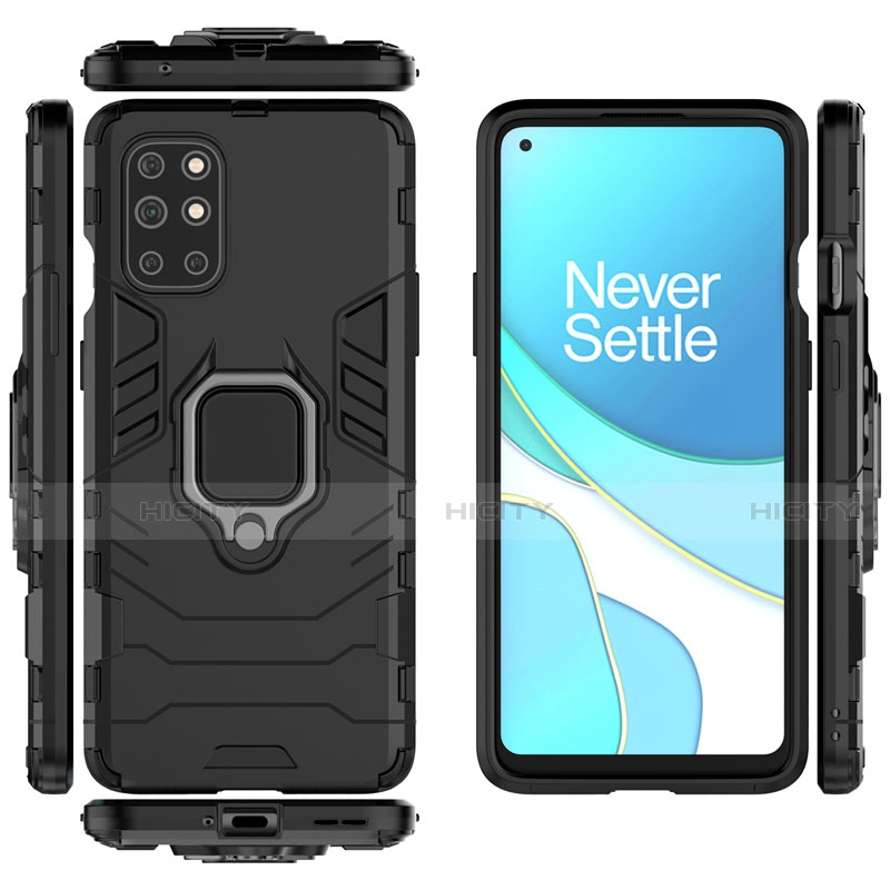 Coque Contour Silicone et Plastique Housse Etui Mat avec Magnetique Support Bague Anneau pour OnePlus 8T 5G Plus