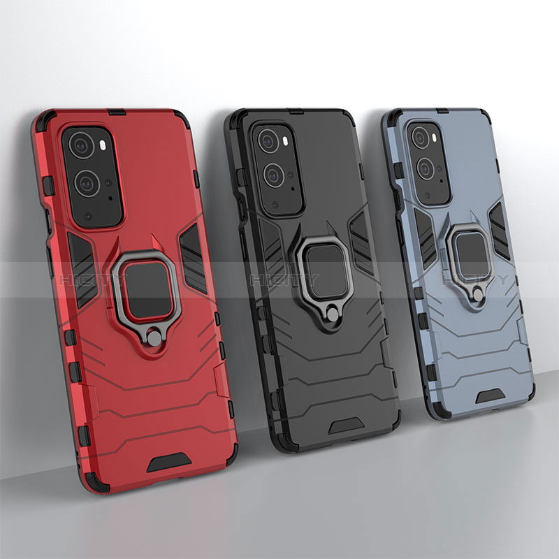 Coque Contour Silicone et Plastique Housse Etui Mat avec Magnetique Support Bague Anneau pour OnePlus 9 Pro 5G Plus