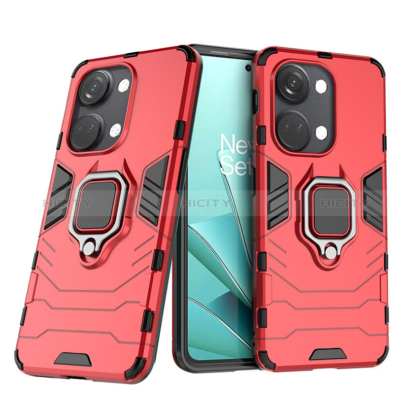 Coque Contour Silicone et Plastique Housse Etui Mat avec Magnetique Support Bague Anneau pour OnePlus Ace 2V 5G Plus