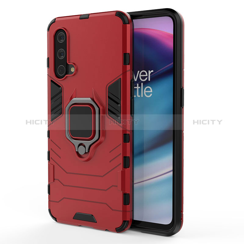 Coque Contour Silicone et Plastique Housse Etui Mat avec Magnetique Support Bague Anneau pour OnePlus Nord CE 5G Plus