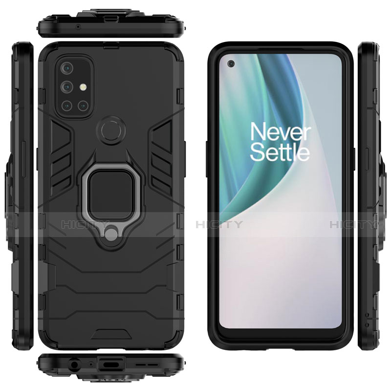 Coque Contour Silicone et Plastique Housse Etui Mat avec Magnetique Support Bague Anneau pour OnePlus Nord N10 5G Plus