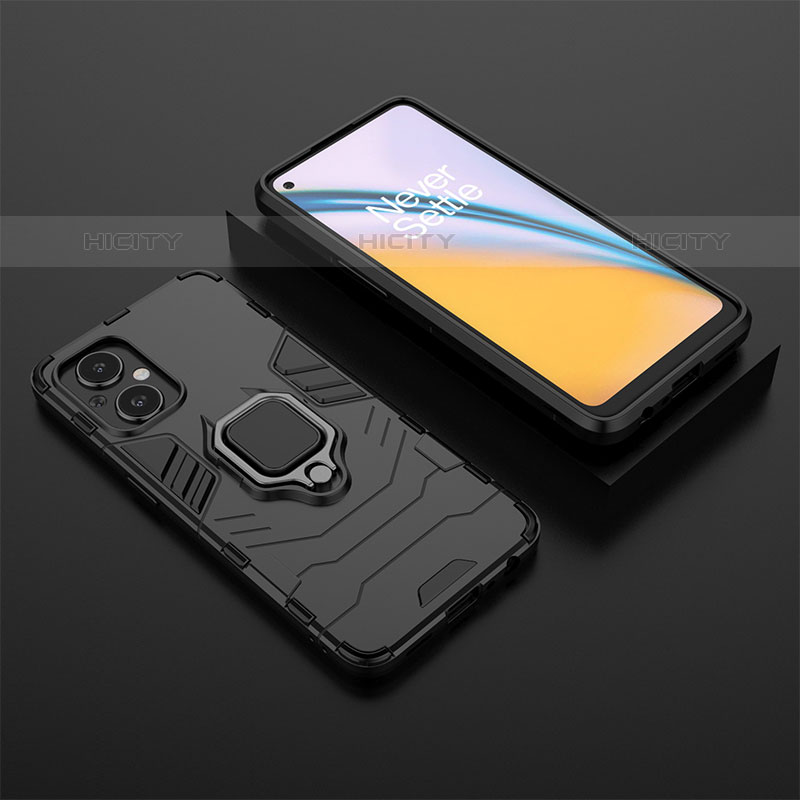 Coque Contour Silicone et Plastique Housse Etui Mat avec Magnetique Support Bague Anneau pour OnePlus Nord N20 5G Plus