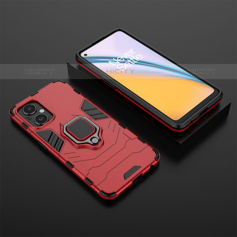 Coque Contour Silicone et Plastique Housse Etui Mat avec Magnetique Support Bague Anneau pour OnePlus Nord N20 5G Plus