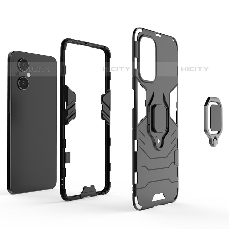 Coque Contour Silicone et Plastique Housse Etui Mat avec Magnetique Support Bague Anneau pour OnePlus Nord N20 5G Plus