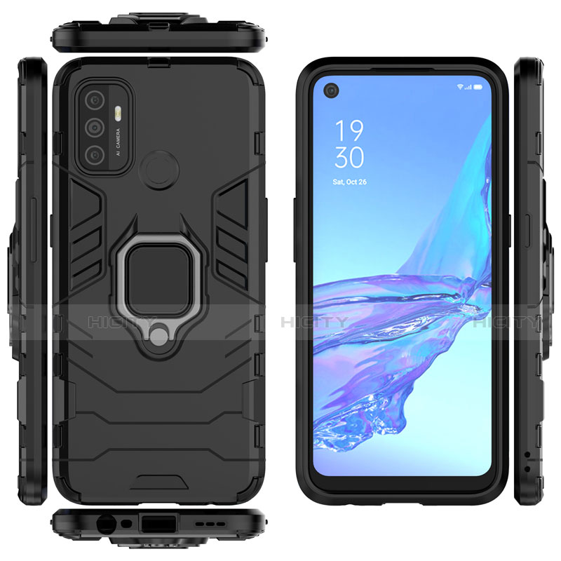 Coque Contour Silicone et Plastique Housse Etui Mat avec Magnetique Support Bague Anneau pour Oppo A53 Plus