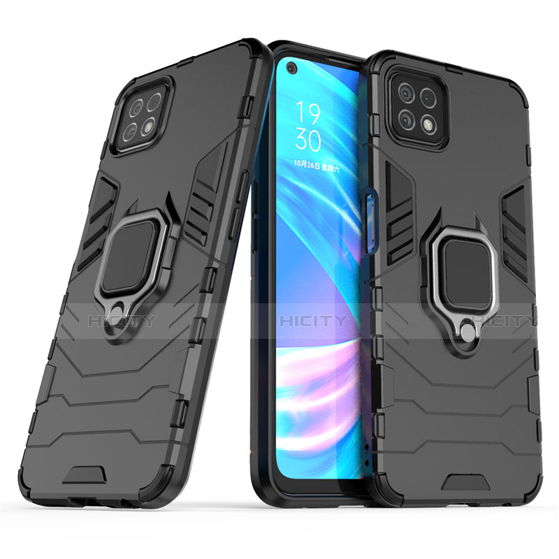 Coque Contour Silicone et Plastique Housse Etui Mat avec Magnetique Support Bague Anneau pour Oppo A72 5G Plus