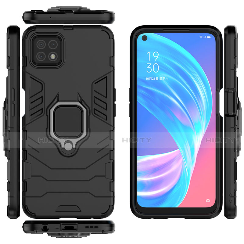 Coque Contour Silicone et Plastique Housse Etui Mat avec Magnetique Support Bague Anneau pour Oppo A73 5G Plus