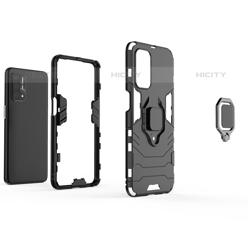 Coque Contour Silicone et Plastique Housse Etui Mat avec Magnetique Support Bague Anneau pour Oppo A93 5G Plus