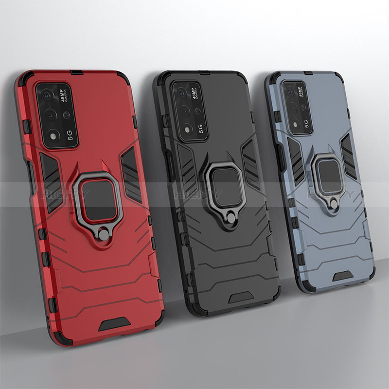 Coque Contour Silicone et Plastique Housse Etui Mat avec Magnetique Support Bague Anneau pour Oppo A93s 5G Plus