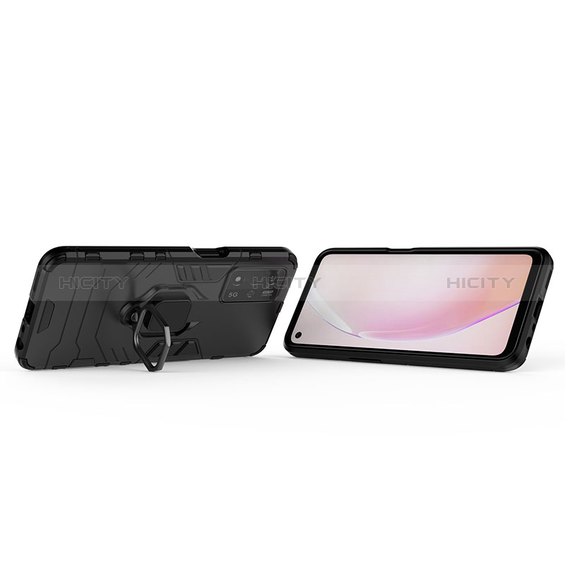 Coque Contour Silicone et Plastique Housse Etui Mat avec Magnetique Support Bague Anneau pour Oppo A93s 5G Plus