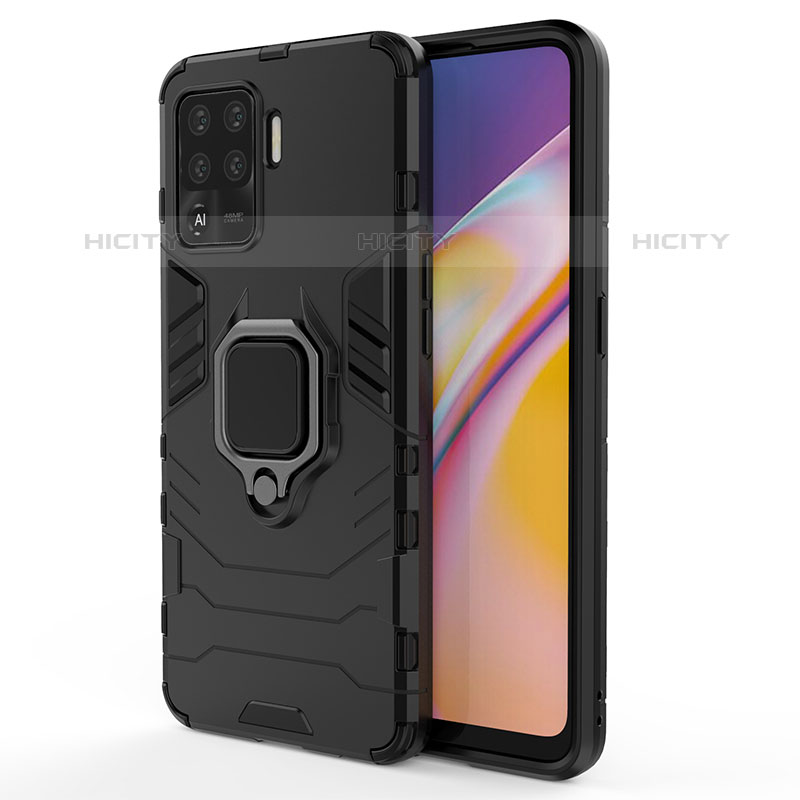 Coque Contour Silicone et Plastique Housse Etui Mat avec Magnetique Support Bague Anneau pour Oppo A94 4G Plus