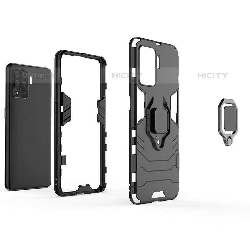 Coque Contour Silicone et Plastique Housse Etui Mat avec Magnetique Support Bague Anneau pour Oppo A94 4G Plus