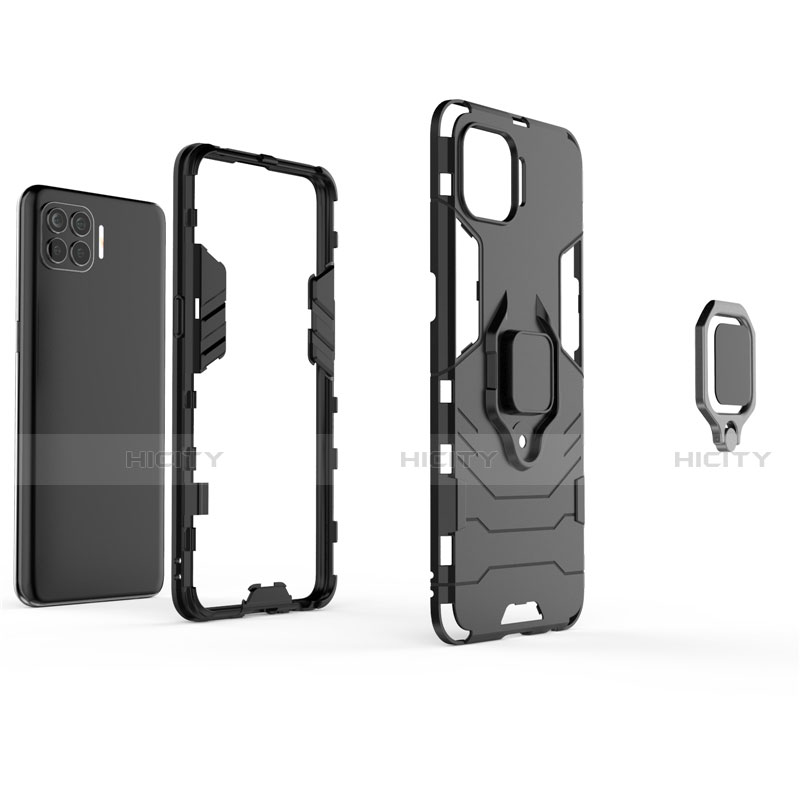 Coque Contour Silicone et Plastique Housse Etui Mat avec Magnetique Support Bague Anneau pour Oppo F17 Pro Plus