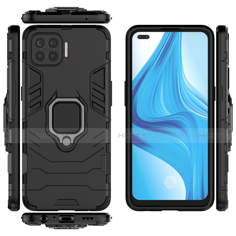 Coque Contour Silicone et Plastique Housse Etui Mat avec Magnetique Support Bague Anneau pour Oppo F17 Pro Plus