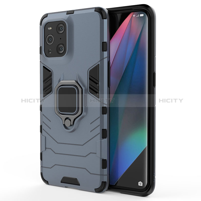 Coque Contour Silicone et Plastique Housse Etui Mat avec Magnetique Support Bague Anneau pour Oppo Find X3 5G Plus