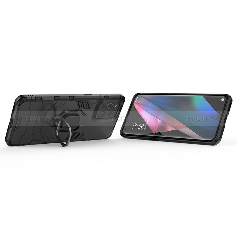 Coque Contour Silicone et Plastique Housse Etui Mat avec Magnetique Support Bague Anneau pour Oppo Find X3 5G Plus