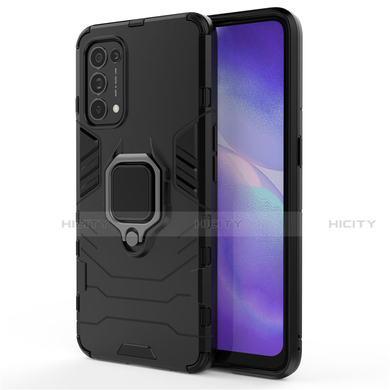 Coque Contour Silicone et Plastique Housse Etui Mat avec Magnetique Support Bague Anneau pour Oppo Find X3 Lite 5G Noir Plus