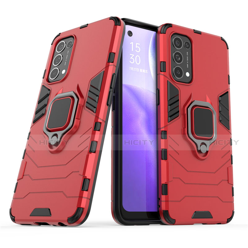 Coque Contour Silicone et Plastique Housse Etui Mat avec Magnetique Support Bague Anneau pour Oppo Find X3 Lite 5G Plus