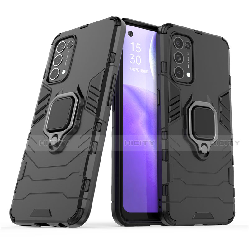 Coque Contour Silicone et Plastique Housse Etui Mat avec Magnetique Support Bague Anneau pour Oppo Find X3 Lite 5G Plus