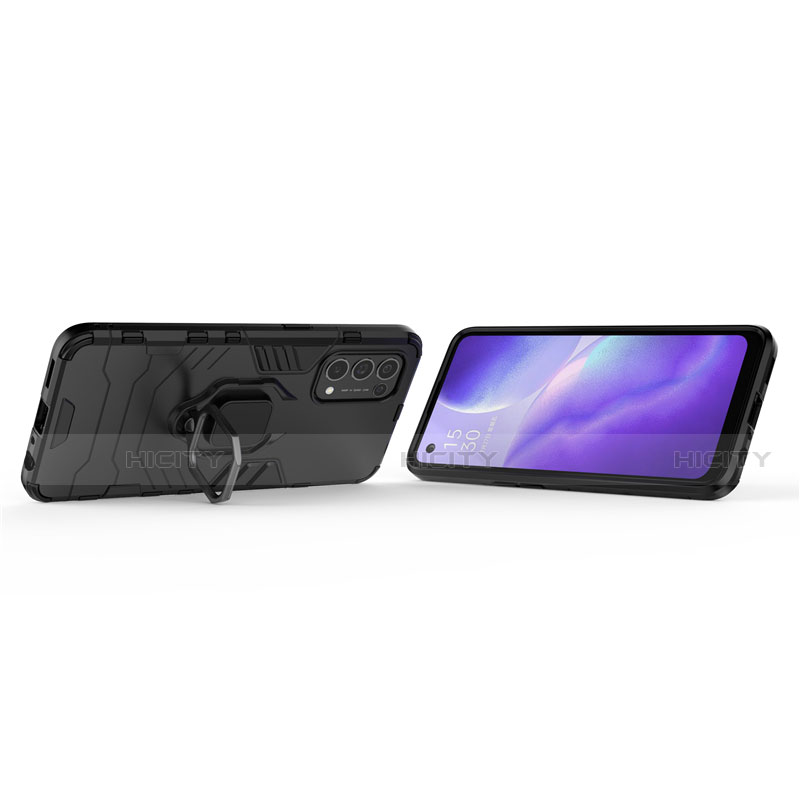 Coque Contour Silicone et Plastique Housse Etui Mat avec Magnetique Support Bague Anneau pour Oppo Find X3 Lite 5G Plus