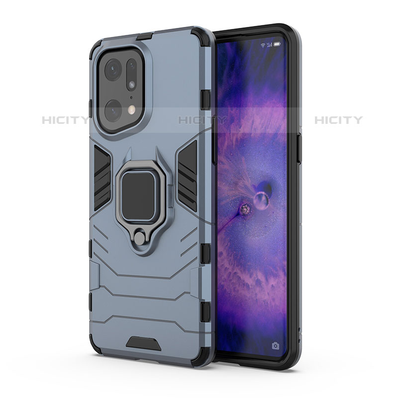 Coque Contour Silicone et Plastique Housse Etui Mat avec Magnetique Support Bague Anneau pour Oppo Find X5 Pro 5G Plus