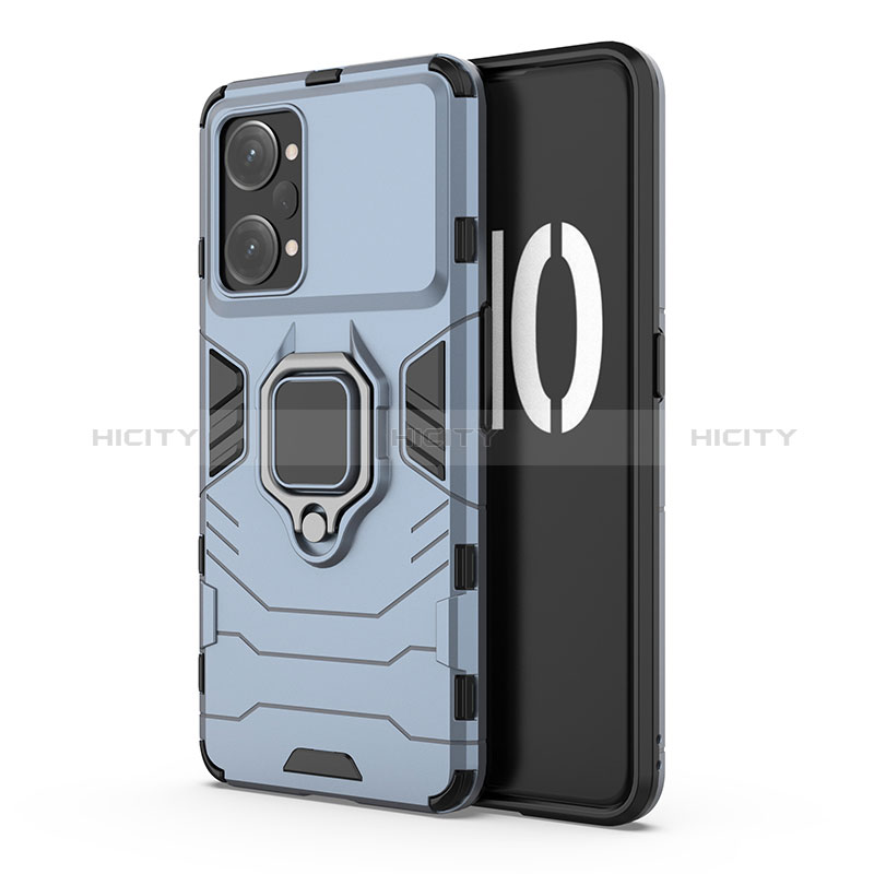 Coque Contour Silicone et Plastique Housse Etui Mat avec Magnetique Support Bague Anneau pour Oppo K10 Pro 5G Bleu Plus