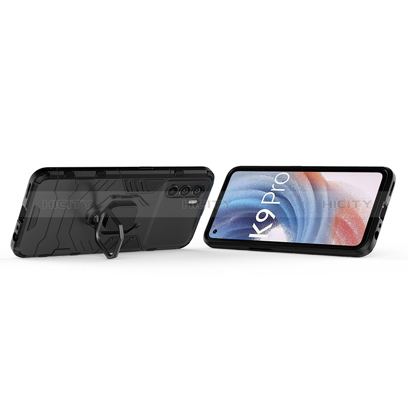 Coque Contour Silicone et Plastique Housse Etui Mat avec Magnetique Support Bague Anneau pour Oppo K9 Pro 5G Plus