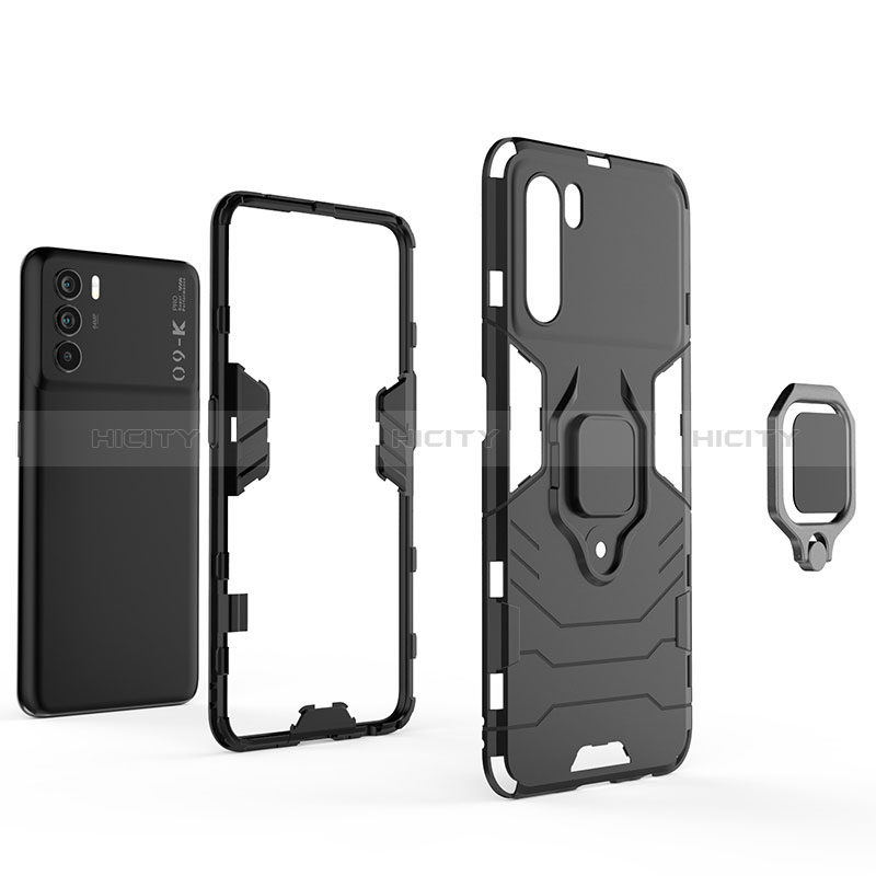 Coque Contour Silicone et Plastique Housse Etui Mat avec Magnetique Support Bague Anneau pour Oppo K9 Pro 5G Plus