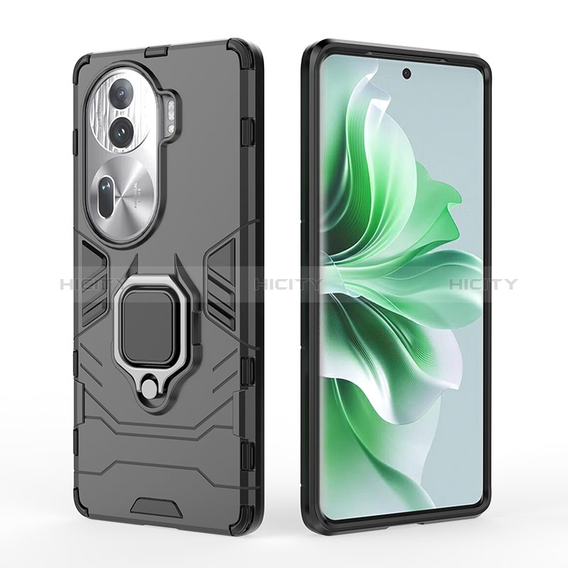 Coque Contour Silicone et Plastique Housse Etui Mat avec Magnetique Support Bague Anneau pour Oppo Reno11 Pro 5G Plus