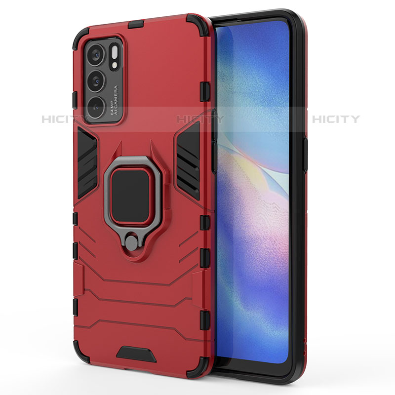 Coque Contour Silicone et Plastique Housse Etui Mat avec Magnetique Support Bague Anneau pour Oppo Reno6 5G Plus