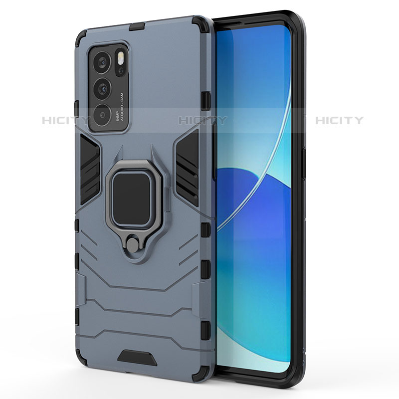 Coque Contour Silicone et Plastique Housse Etui Mat avec Magnetique Support Bague Anneau pour Oppo Reno6 Pro 5G India Plus