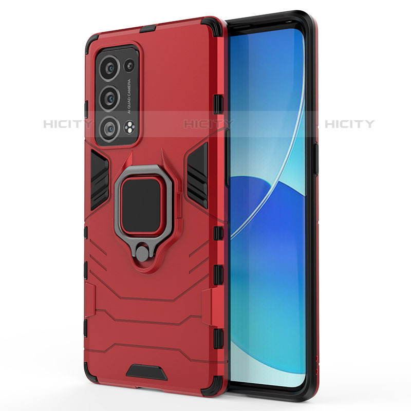 Coque Contour Silicone et Plastique Housse Etui Mat avec Magnetique Support Bague Anneau pour Oppo Reno6 Pro 5G Plus