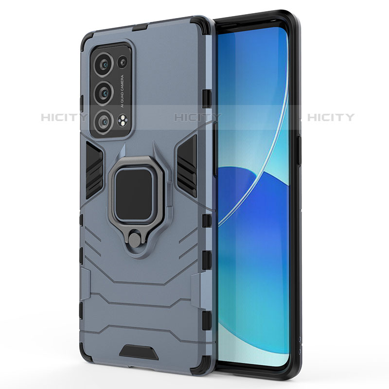 Coque Contour Silicone et Plastique Housse Etui Mat avec Magnetique Support Bague Anneau pour Oppo Reno6 Pro 5G Plus