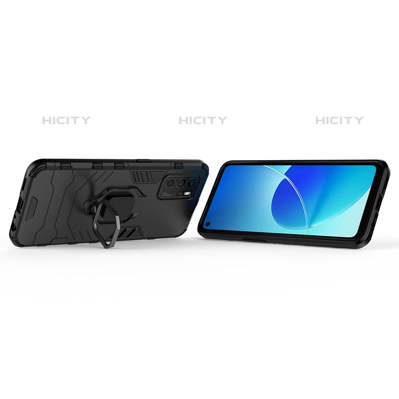 Coque Contour Silicone et Plastique Housse Etui Mat avec Magnetique Support Bague Anneau pour Oppo Reno6 Z 5G Plus