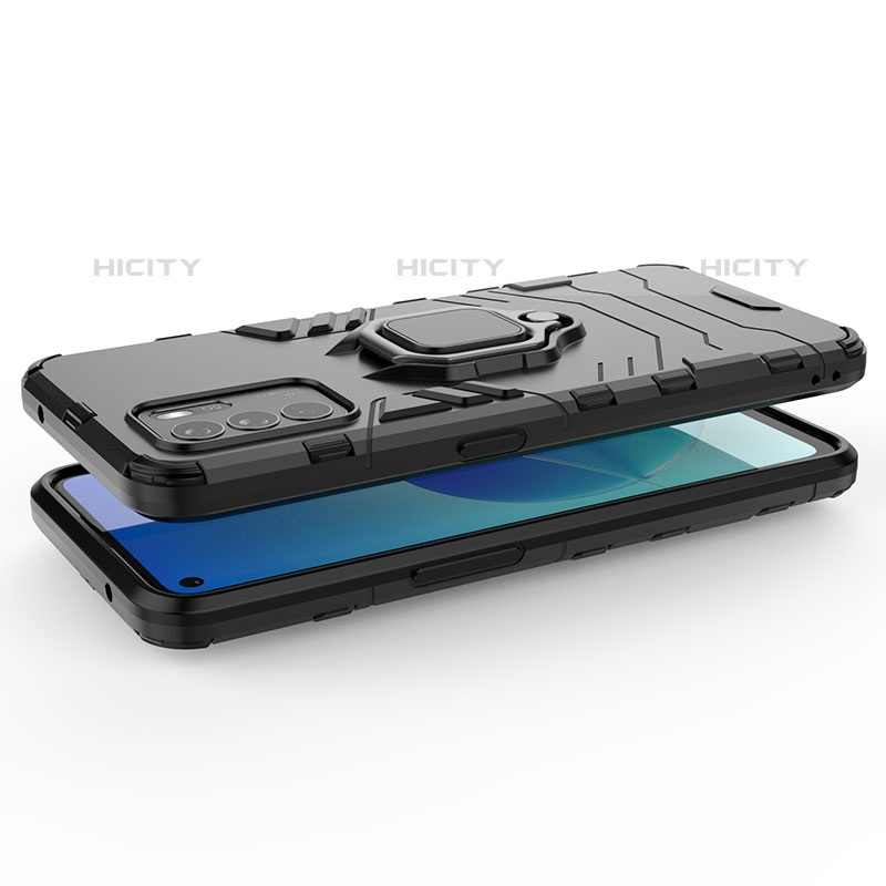 Coque Contour Silicone et Plastique Housse Etui Mat avec Magnetique Support Bague Anneau pour Oppo Reno6 Z 5G Plus