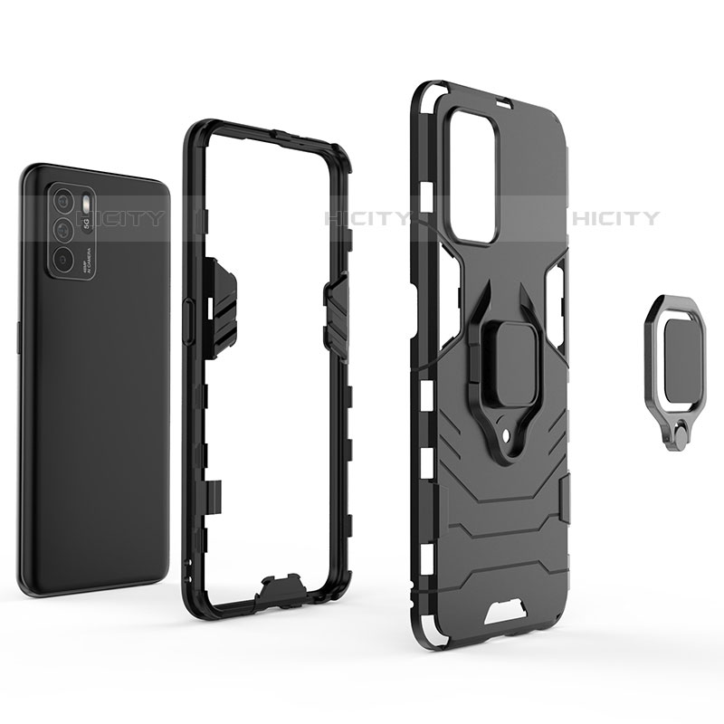 Coque Contour Silicone et Plastique Housse Etui Mat avec Magnetique Support Bague Anneau pour Oppo Reno6 Z 5G Plus