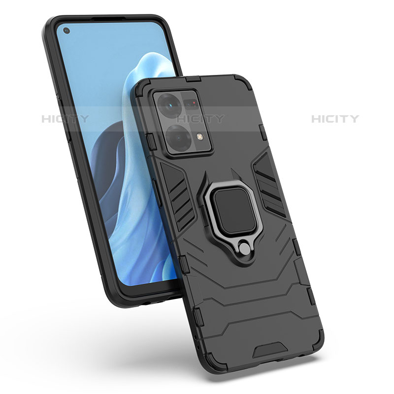 Coque Contour Silicone et Plastique Housse Etui Mat avec Magnetique Support Bague Anneau pour Oppo Reno7 4G Plus