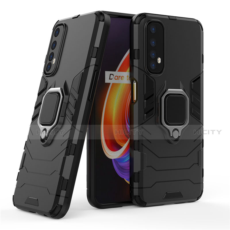 Coque Contour Silicone et Plastique Housse Etui Mat avec Magnetique Support Bague Anneau pour Realme 7 Plus