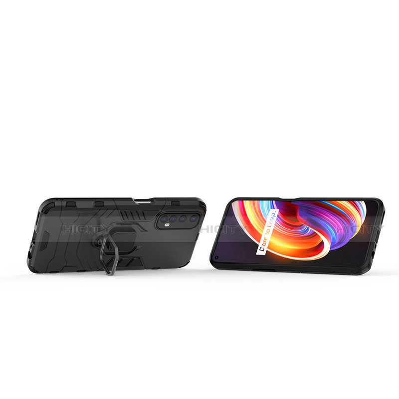 Coque Contour Silicone et Plastique Housse Etui Mat avec Magnetique Support Bague Anneau pour Realme 7 Plus