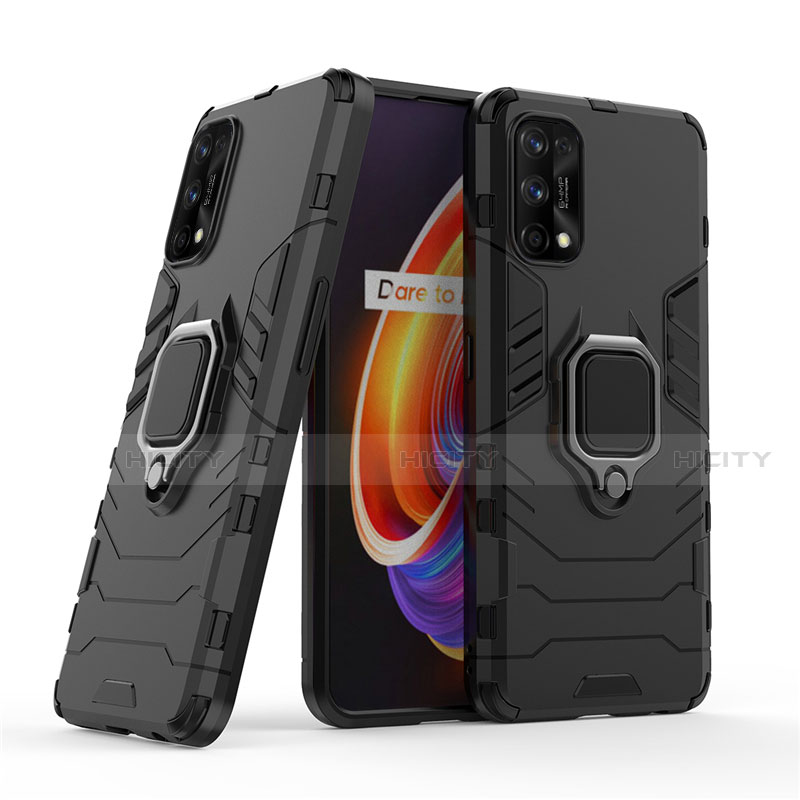 Coque Contour Silicone et Plastique Housse Etui Mat avec Magnetique Support Bague Anneau pour Realme 7 Pro Plus