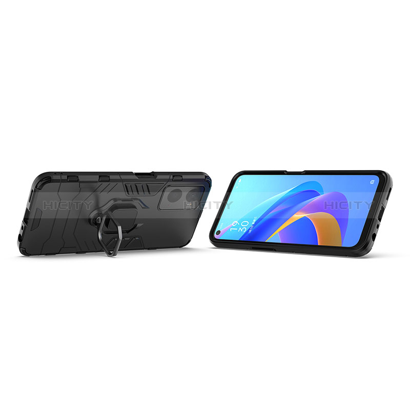 Coque Contour Silicone et Plastique Housse Etui Mat avec Magnetique Support Bague Anneau pour Realme 9i 4G Plus