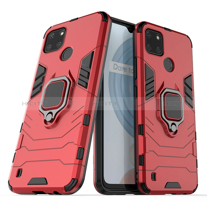 Coque Contour Silicone et Plastique Housse Etui Mat avec Magnetique Support Bague Anneau pour Realme C21Y Plus