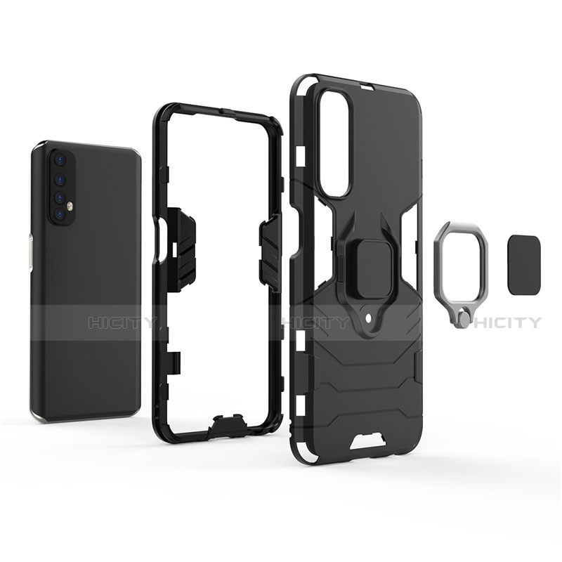 Coque Contour Silicone et Plastique Housse Etui Mat avec Magnetique Support Bague Anneau pour Realme Narzo 30 4G Plus