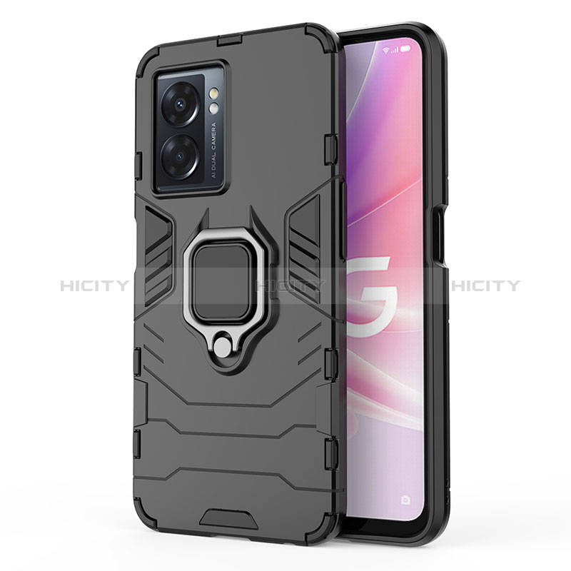 Coque Contour Silicone et Plastique Housse Etui Mat avec Magnetique Support Bague Anneau pour Realme Q5i 5G Plus