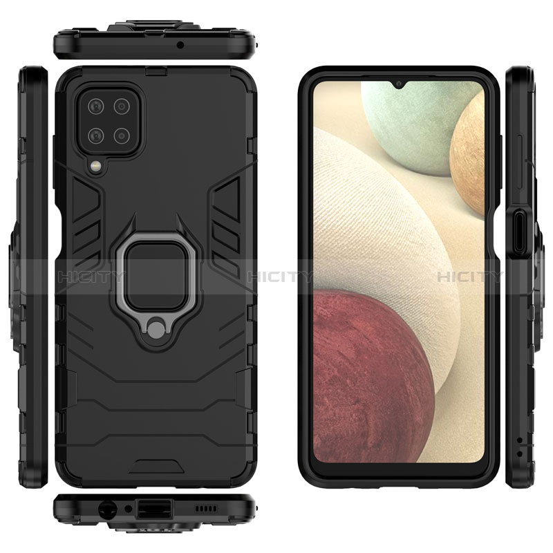 Coque Contour Silicone et Plastique Housse Etui Mat avec Magnetique Support Bague Anneau pour Samsung Galaxy A12 5G Plus