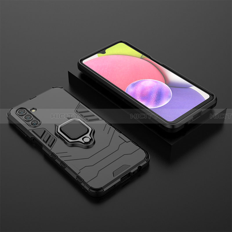 Coque Contour Silicone et Plastique Housse Etui Mat avec Magnetique Support Bague Anneau pour Samsung Galaxy A13 5G Noir Plus